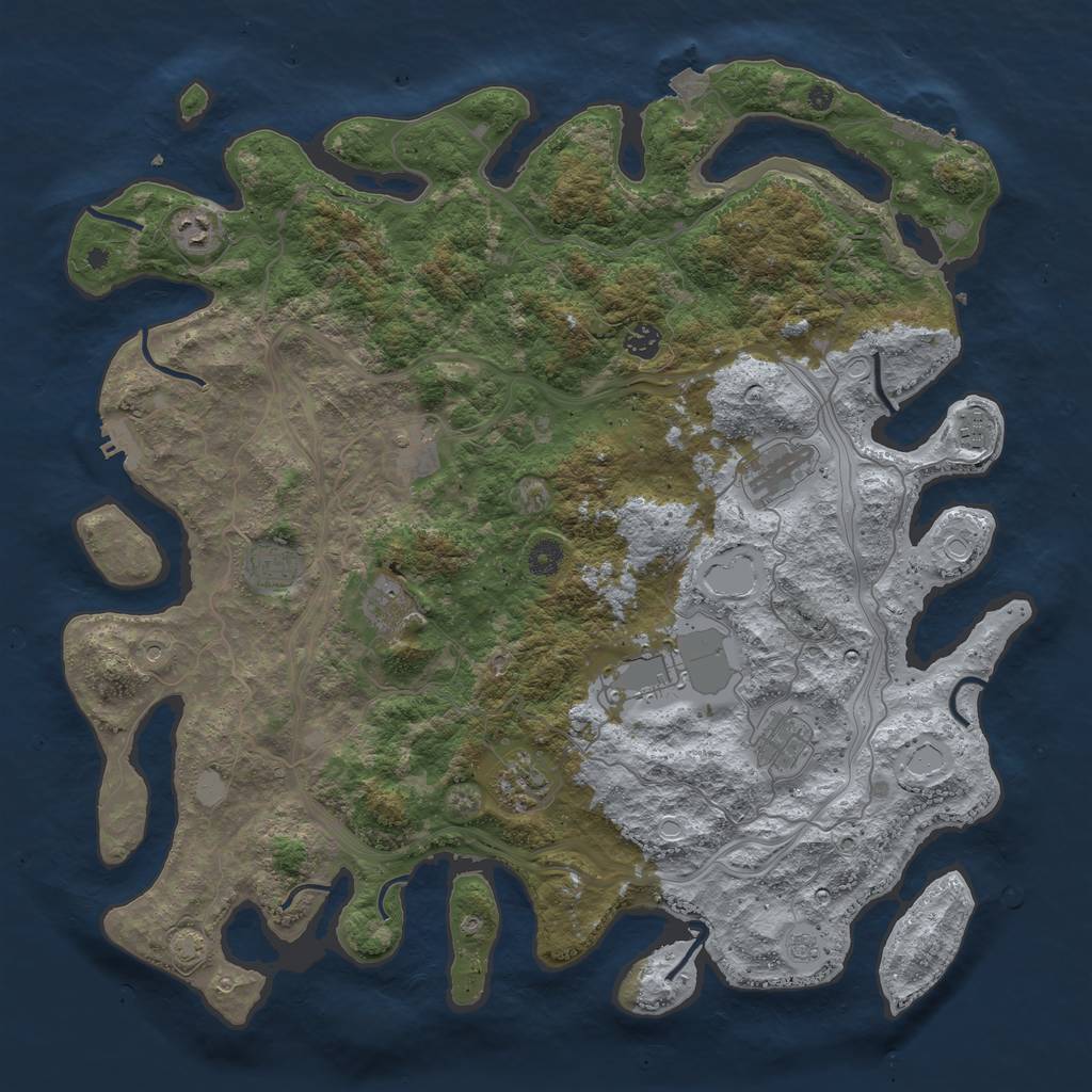 Rust Map: Procedural Map, Size: 4500, Seed: 242134, 18 Monuments