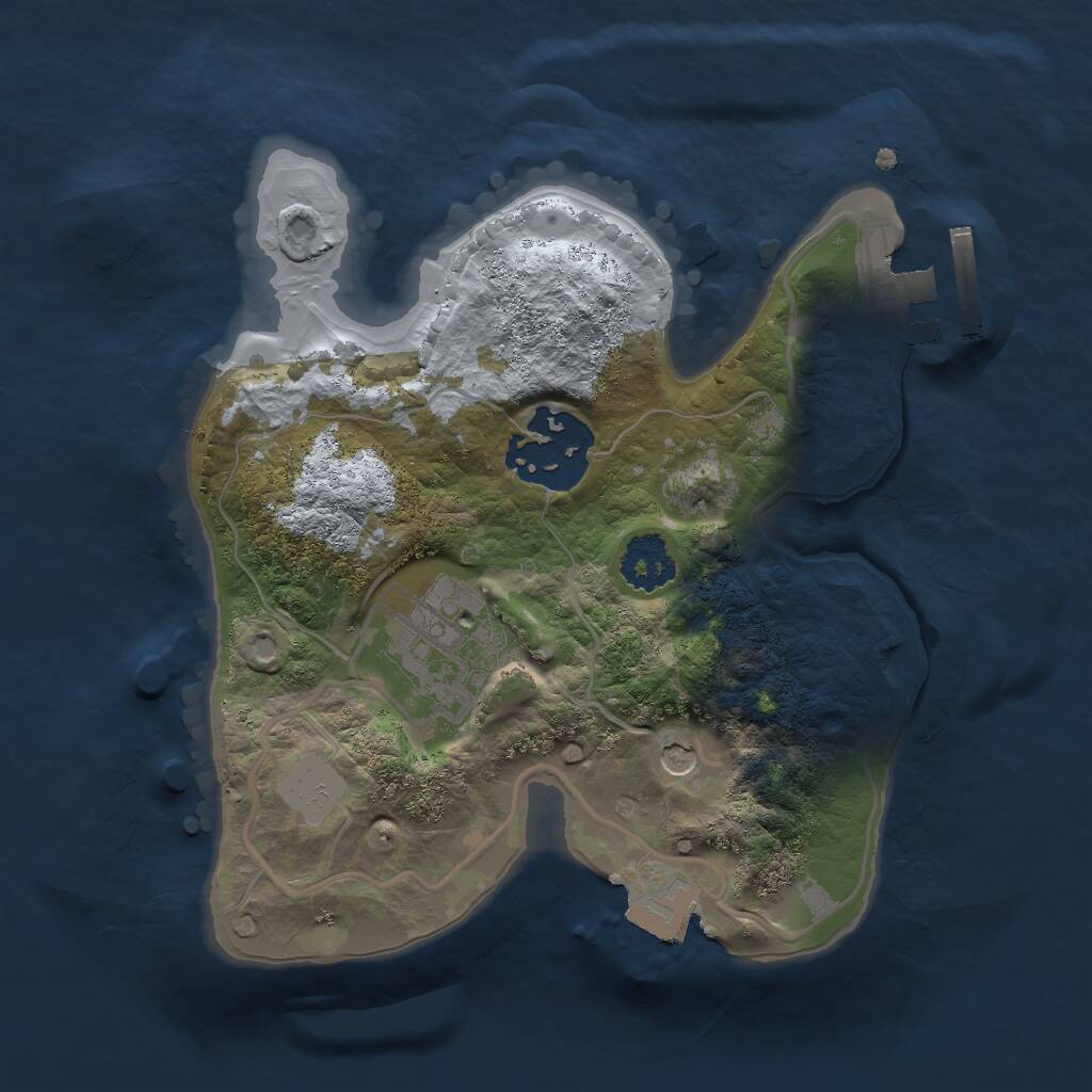 Rust Map: Procedural Map, Size: 2000, Seed: 1356376549, 5 Monuments