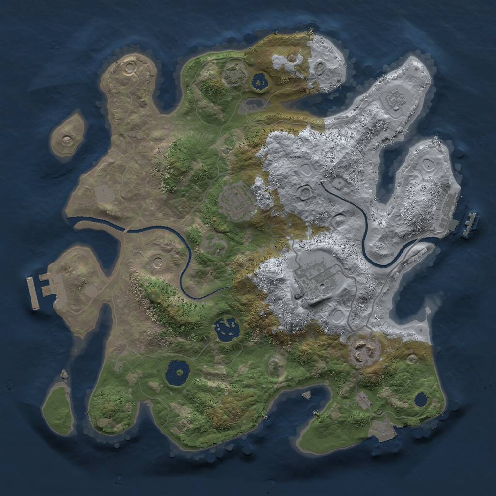 Rust Map: Procedural Map, Size: 3000, Seed: 1266743978, 10 Monuments