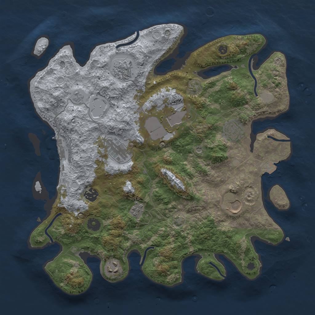 Rust Map: Procedural Map, Size: 3550, Seed: 2233699, 15 Monuments