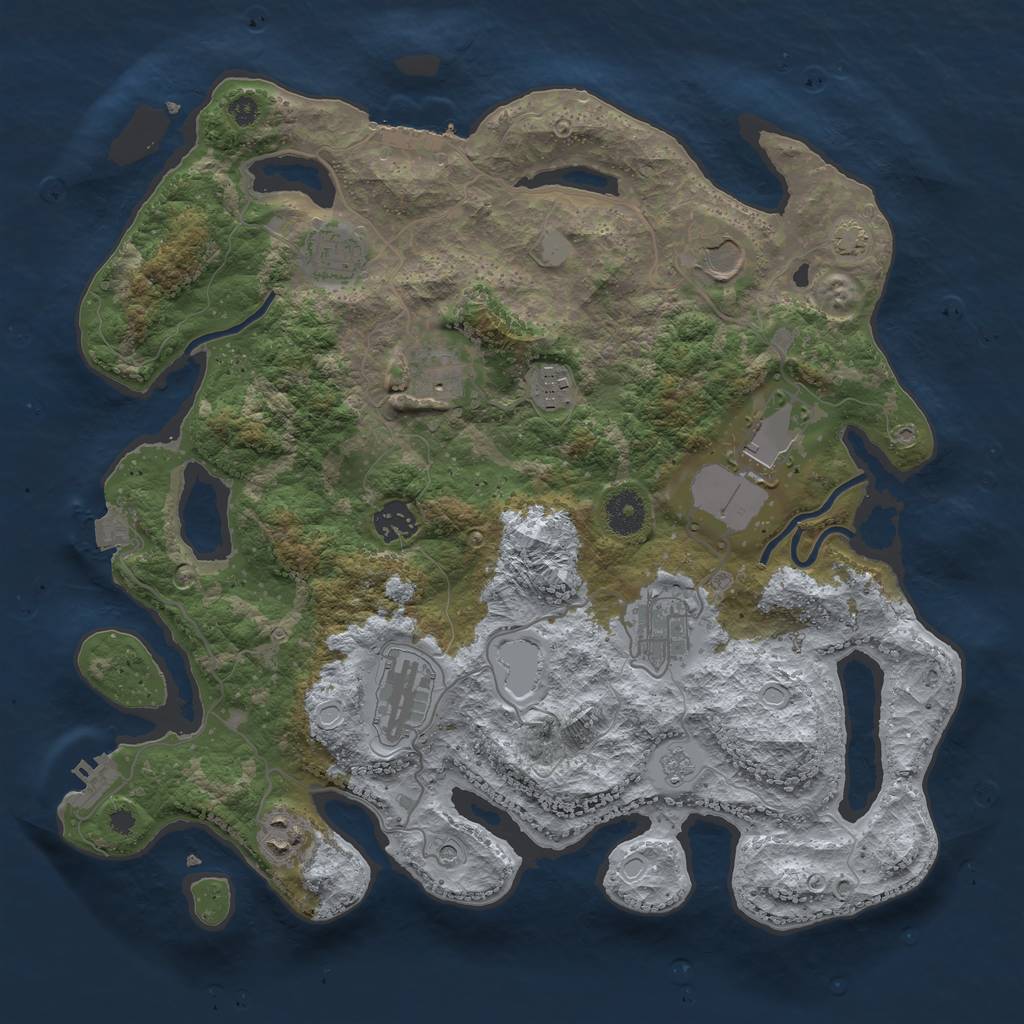 Rust Map: Procedural Map, Size: 3700, Seed: 29393635, 17 Monuments