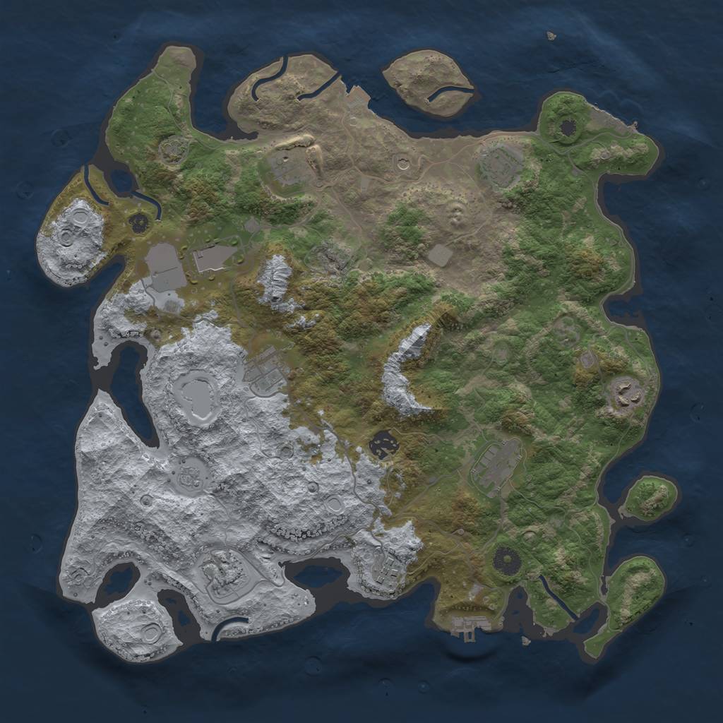 Rust Map: Procedural Map, Size: 3900, Seed: 49144080, 17 Monuments