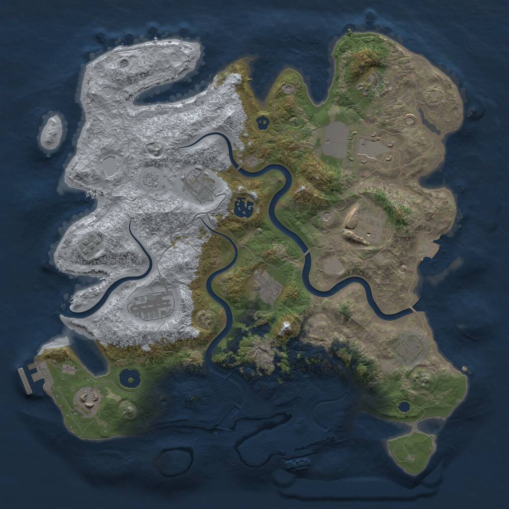 Rust Map: Procedural Map, Size: 3750, Seed: 712574, 16 Monuments
