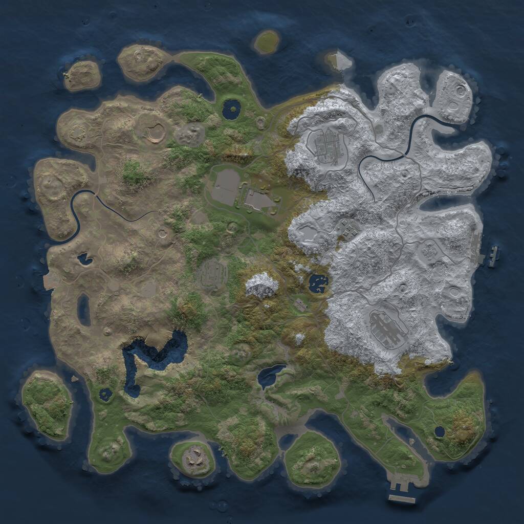 Rust Map: Procedural Map, Size: 4000, Seed: 2354678, 14 Monuments