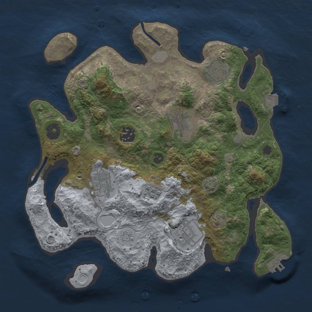Rust Map: Procedural Map, Size: 3000, Seed: 894297398, 12 Monuments