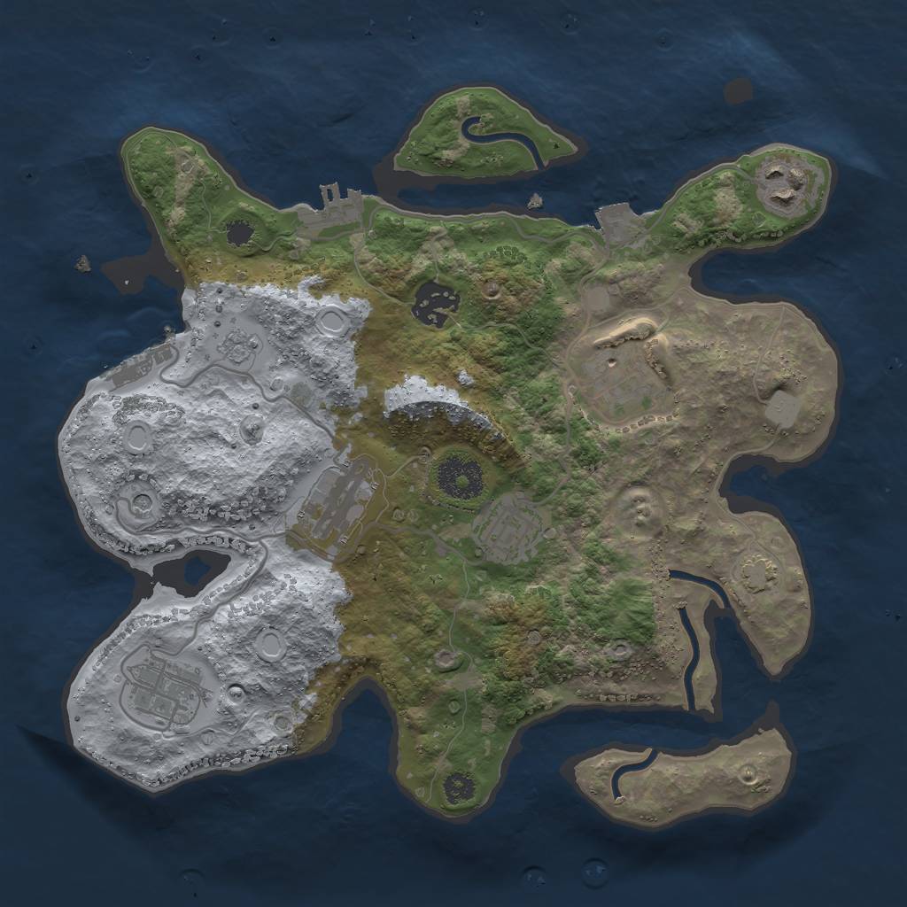 Rust Map: Procedural Map, Size: 3000, Seed: 3765, 14 Monuments