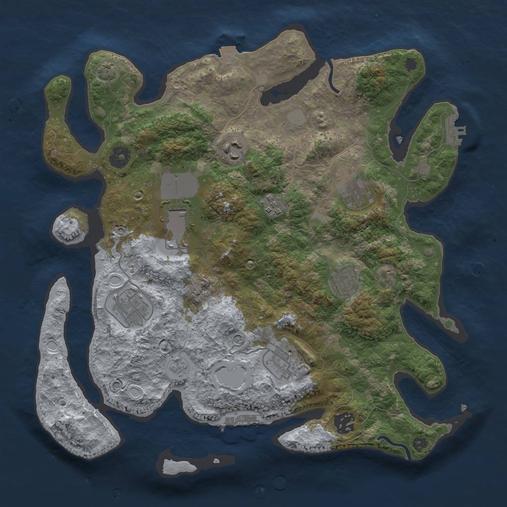 Rust Map: Procedural Map, Size: 3500, Seed: 5221, 16 Monuments