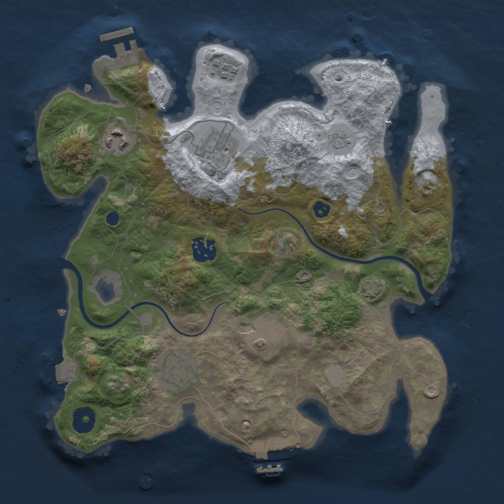 Rust Map: Procedural Map, Size: 3000, Seed: 853269410, 11 Monuments