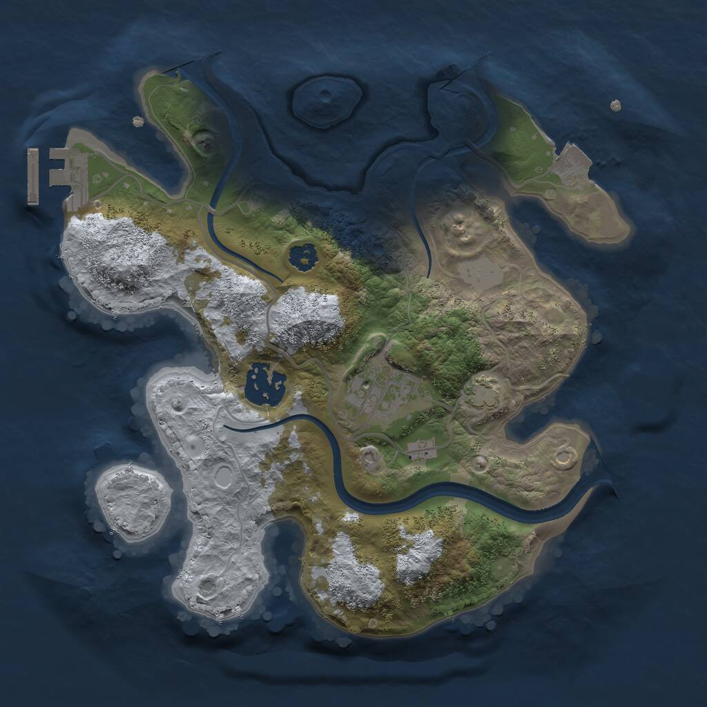 Rust Map: Procedural Map, Size: 2500, Seed: 2147483642, 5 Monuments