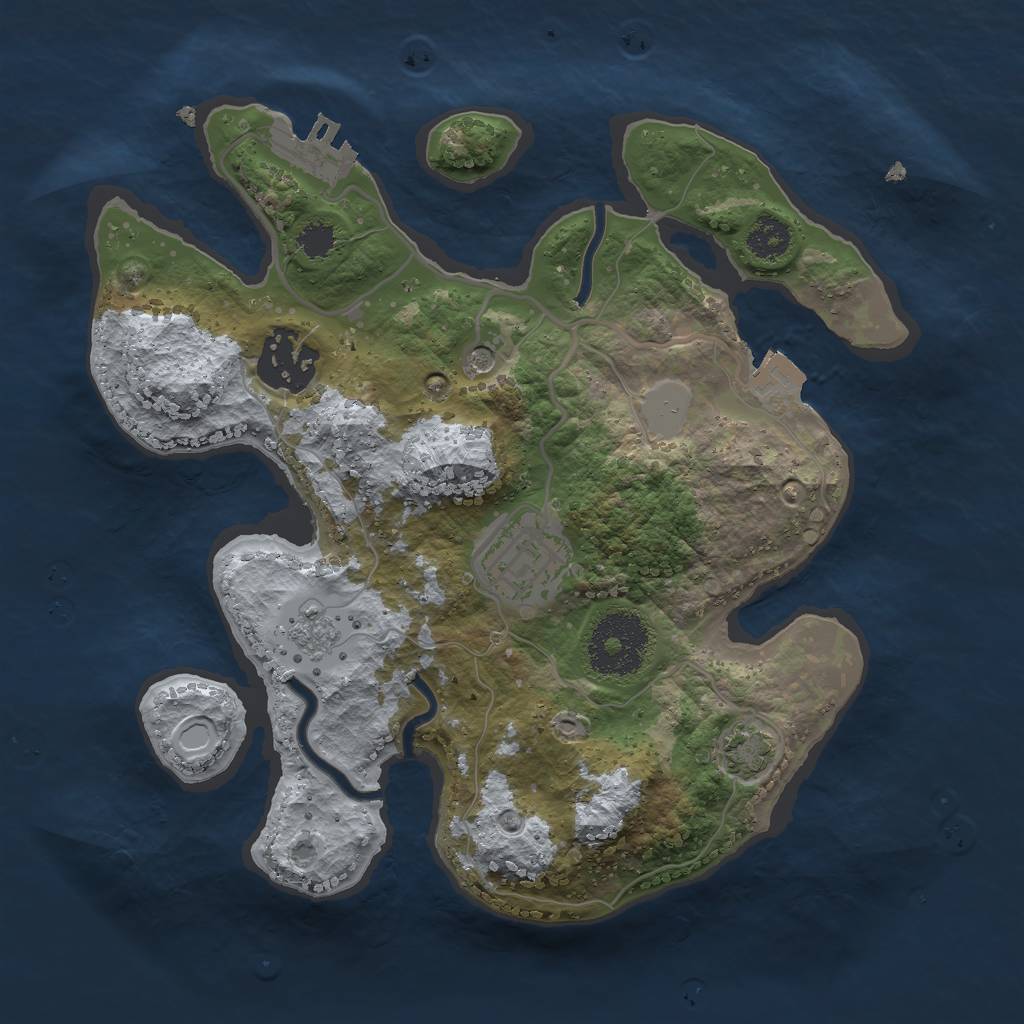 Rust Map: Procedural Map, Size: 2500, Seed: 2147483642, 9 Monuments