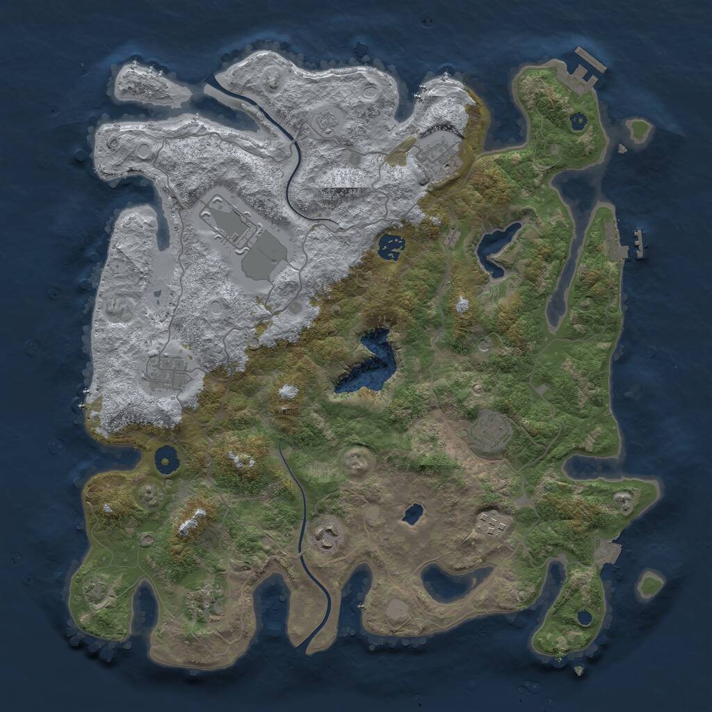 Rust Map: Procedural Map, Size: 4000, Seed: 1333960492, 14 Monuments