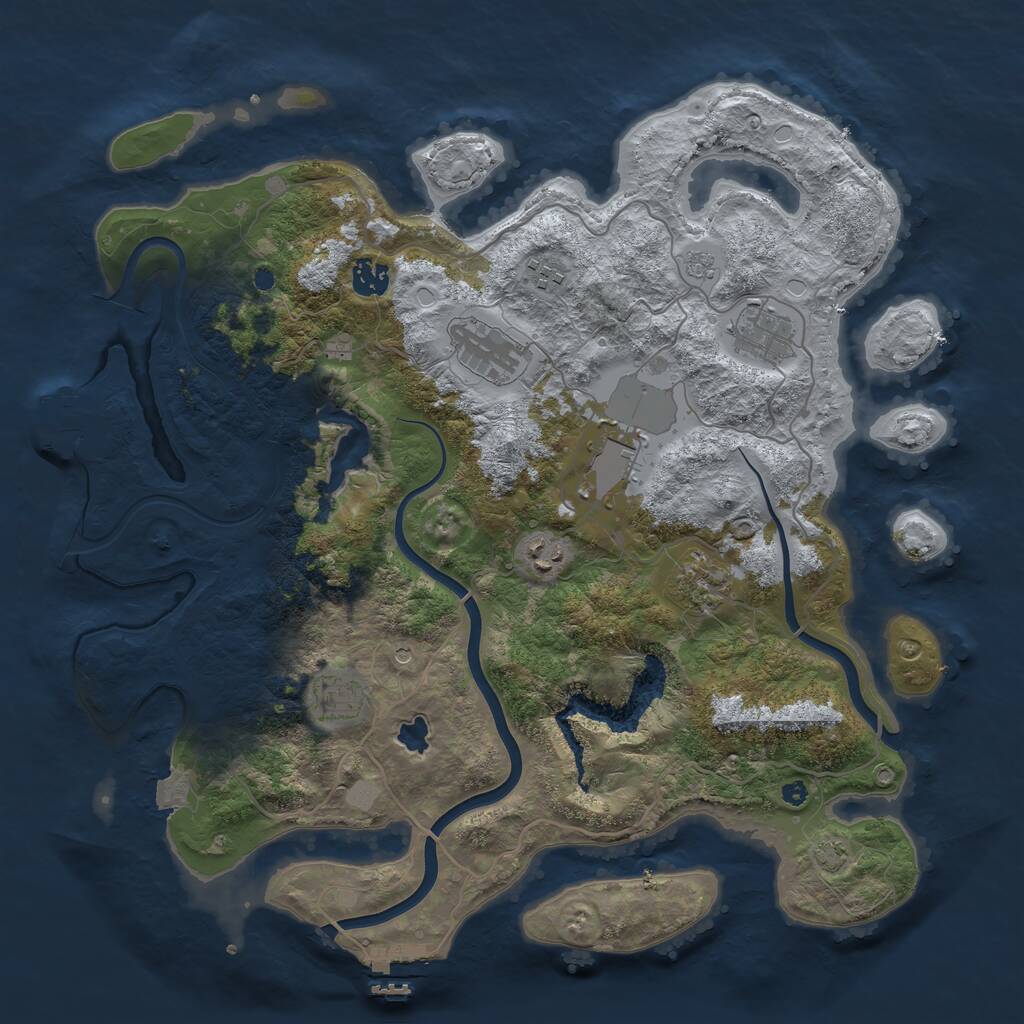 Rust Map: Procedural Map, Size: 4000, Seed: 1265101911, 14 Monuments