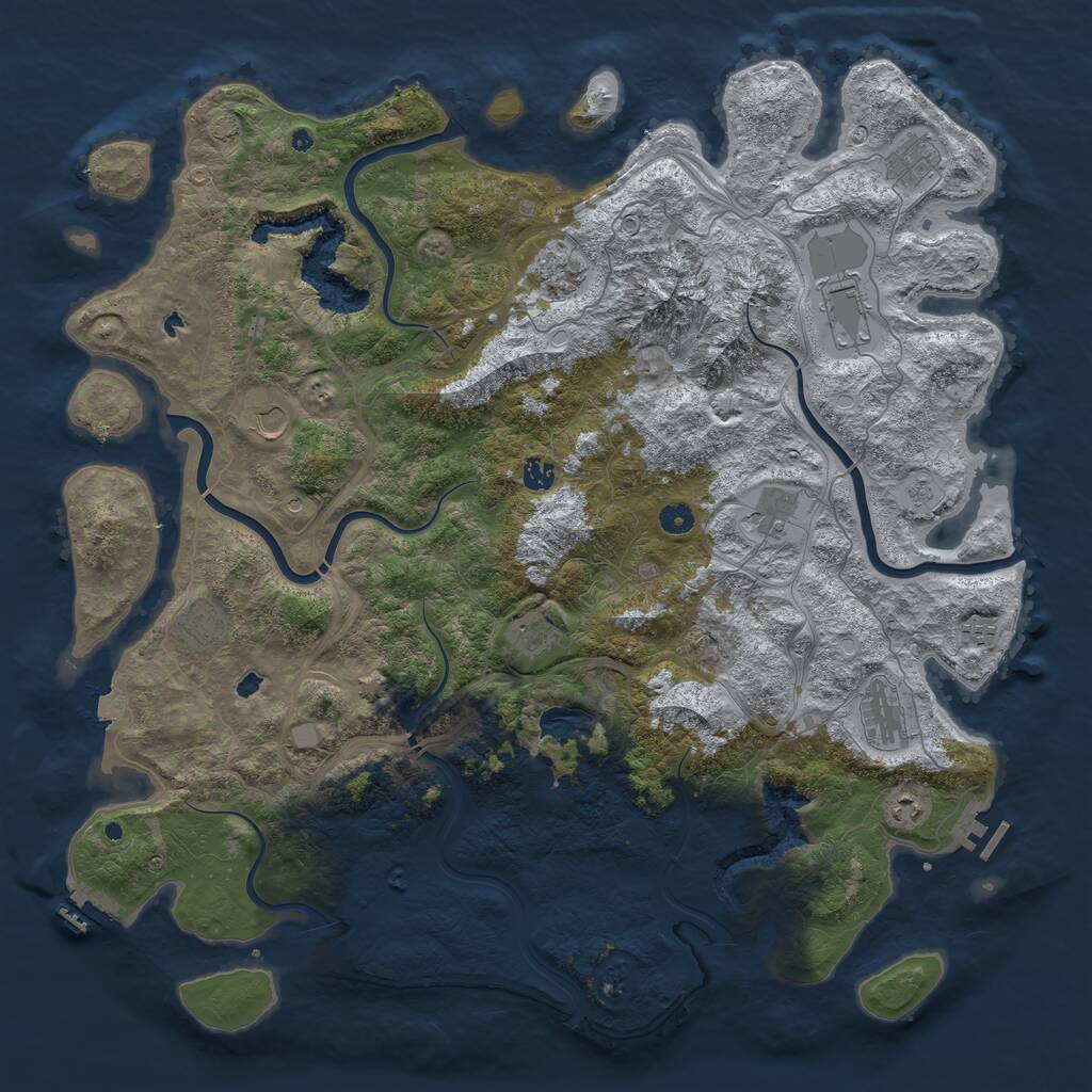 Rust Map: Procedural Map, Size: 5000, Seed: 576847709, 17 Monuments