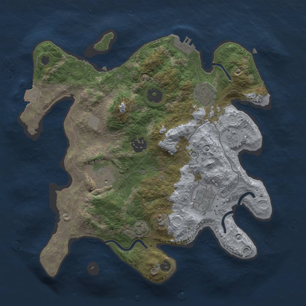 Rust Map: Procedural Map, Size: 3000, Seed: 7586209, 11 Monuments