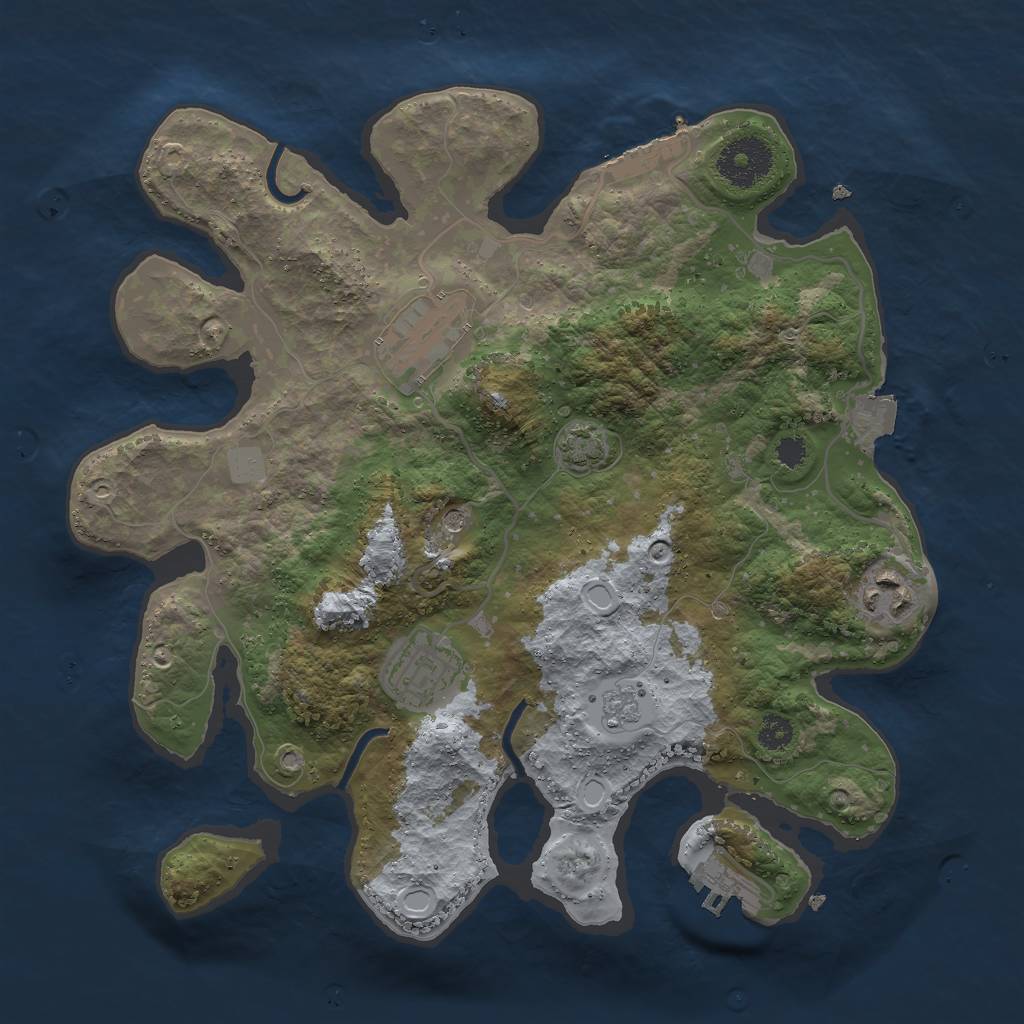 Rust Map: Procedural Map, Size: 3000, Seed: 1207666254, 11 Monuments