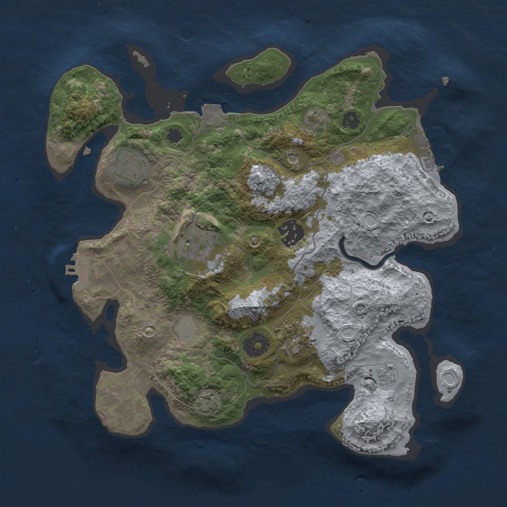 Rust Map: Procedural Map, Size: 3000, Seed: 2390280, 12 Monuments