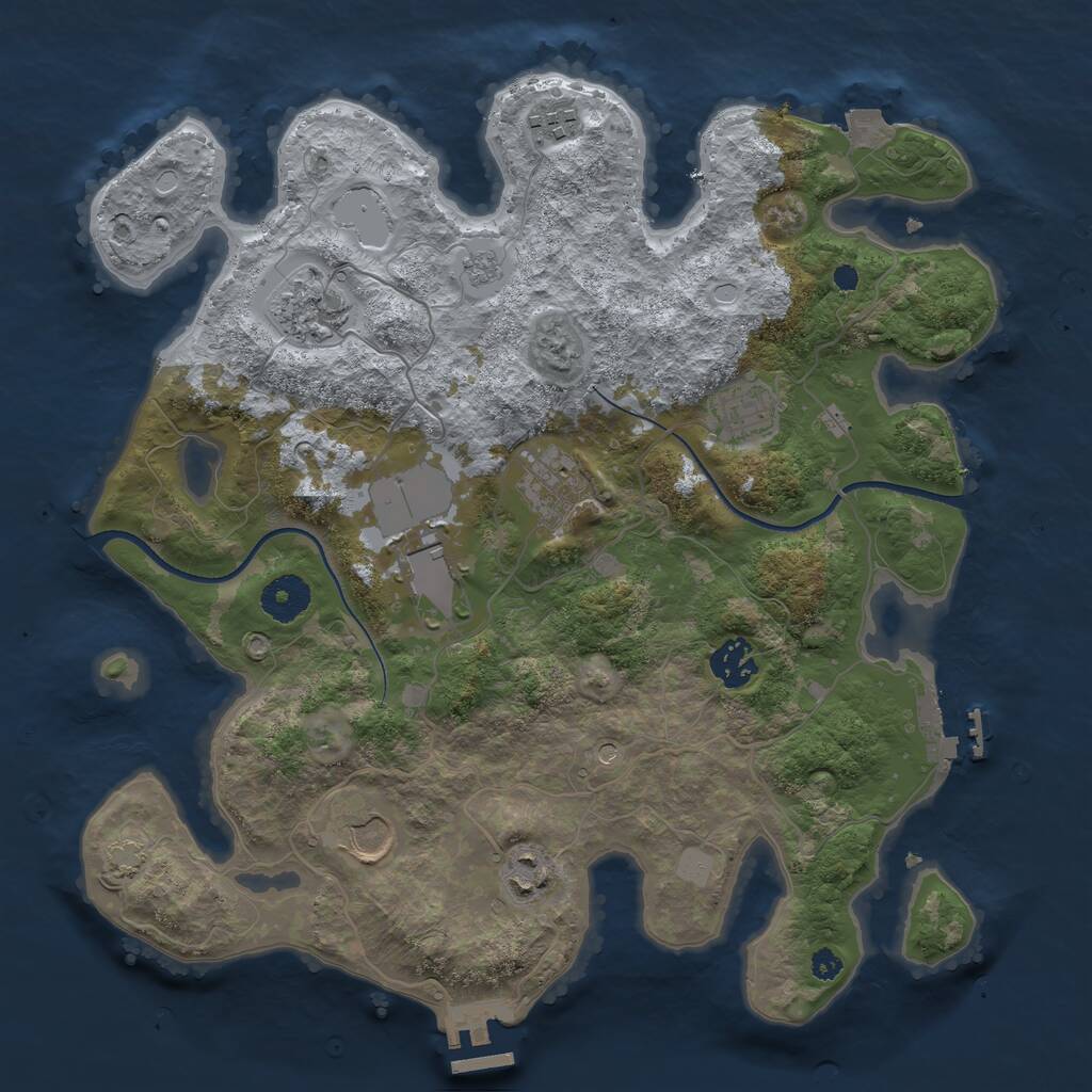Rust Map: Procedural Map, Size: 3500, Seed: 80293364, 14 Monuments