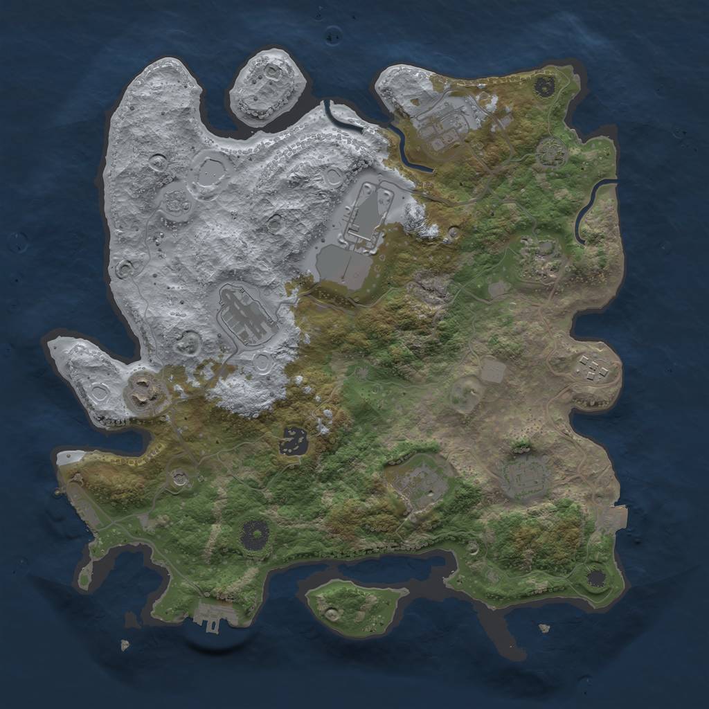 Rust Map: Procedural Map, Size: 3500, Seed: 796182666, 17 Monuments