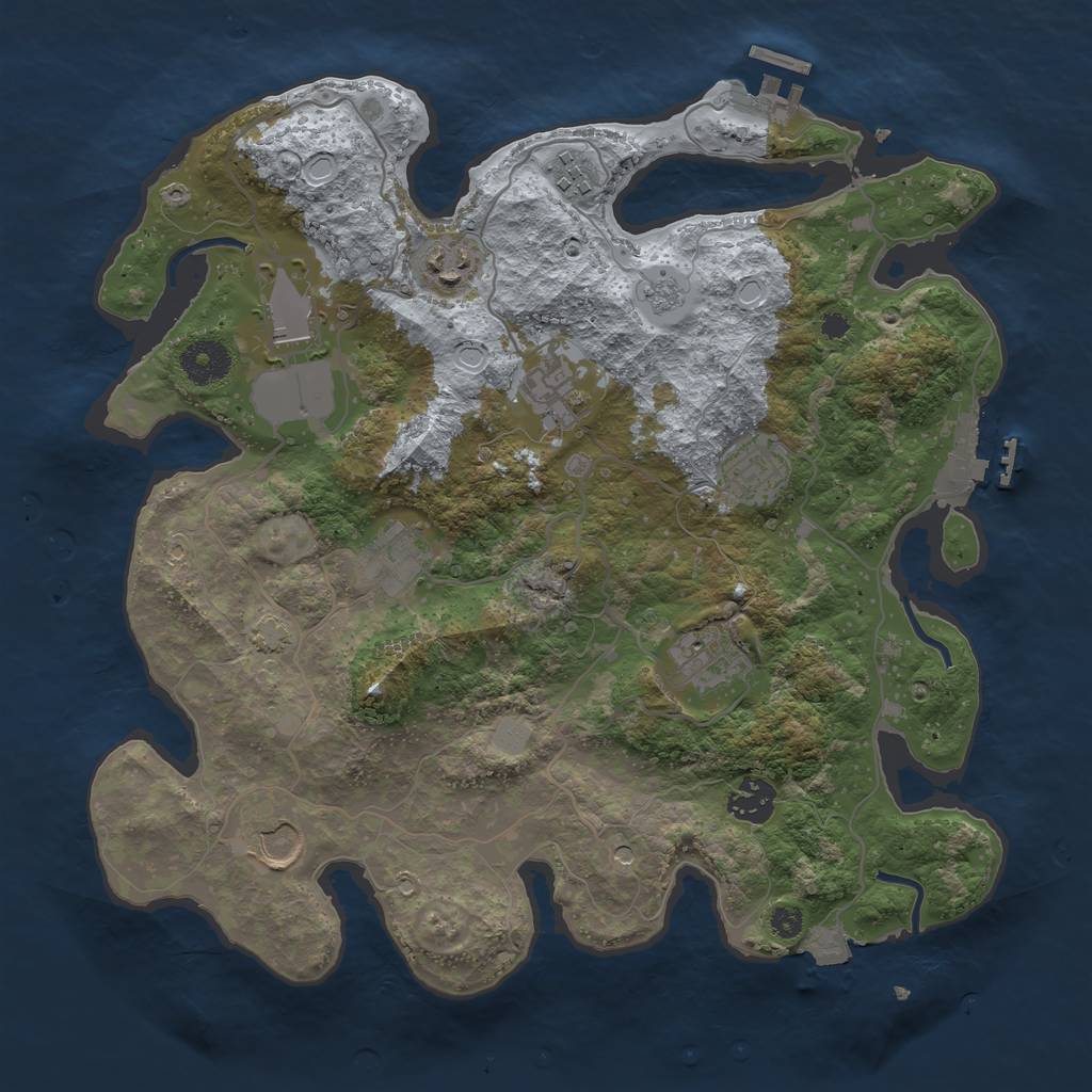 Rust Map: Procedural Map, Size: 3500, Seed: 2107082338, 17 Monuments