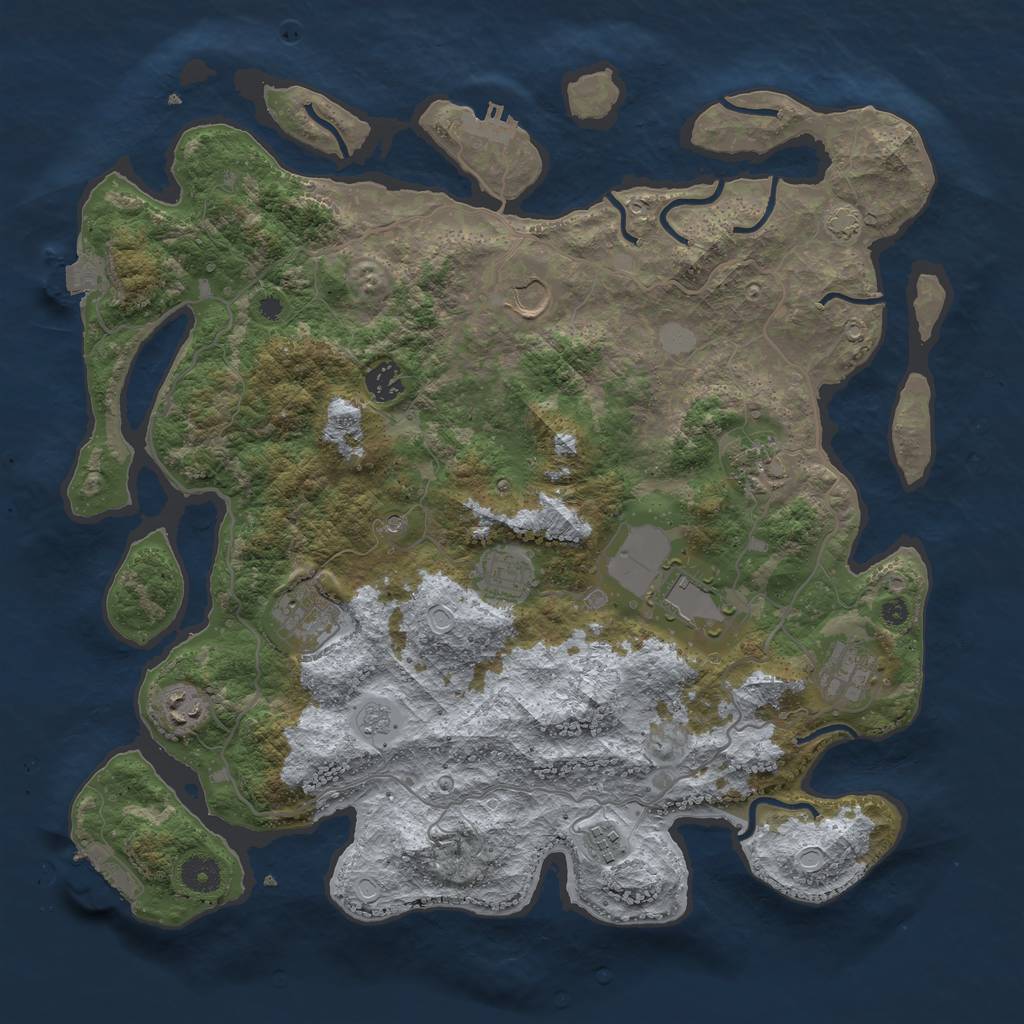 Rust Map: Procedural Map, Size: 4000, Seed: 178506551, 17 Monuments