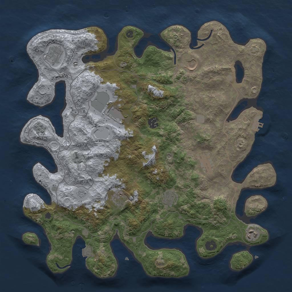 Rust Map: Procedural Map, Size: 4000, Seed: 559073850, 16 Monuments