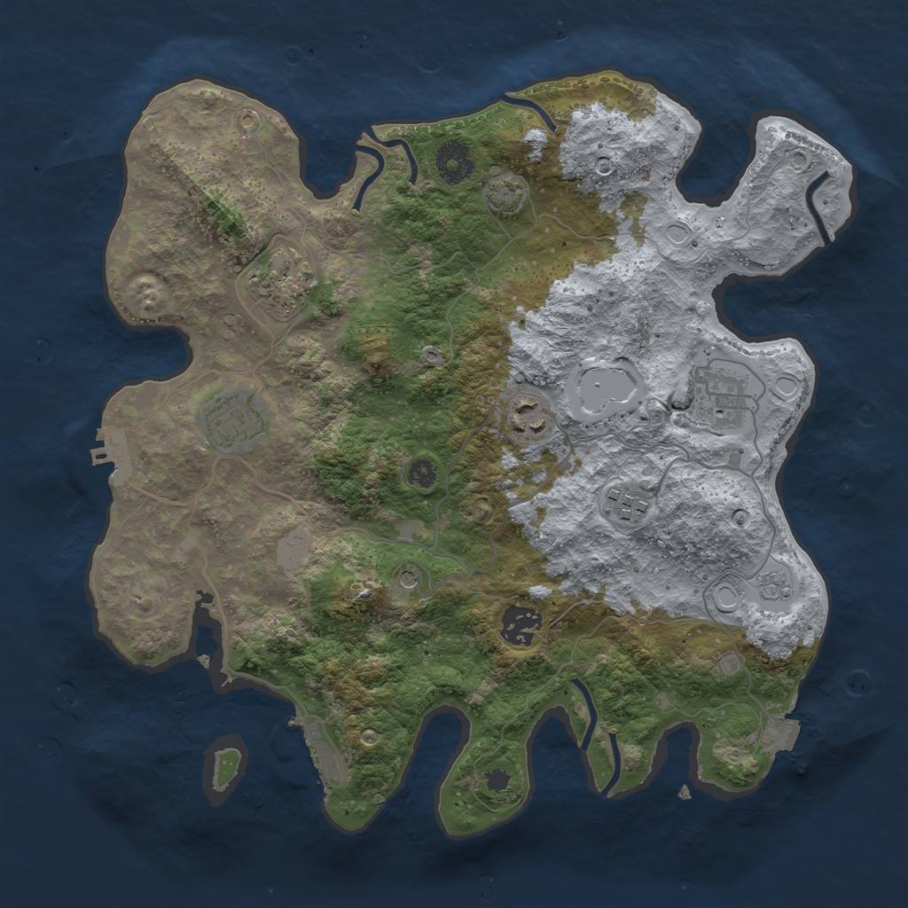 Rust Map: Procedural Map, Size: 3333, Seed: 1540544623, 14 Monuments