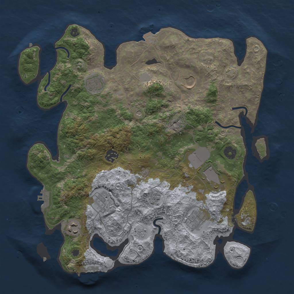 Rust Map: Procedural Map, Size: 3500, Seed: 2107964035, 16 Monuments