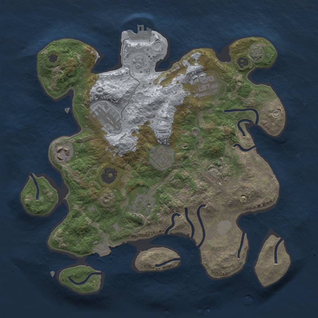 Rust Map: Procedural Map, Size: 3000, Seed: 844900453, 12 Monuments