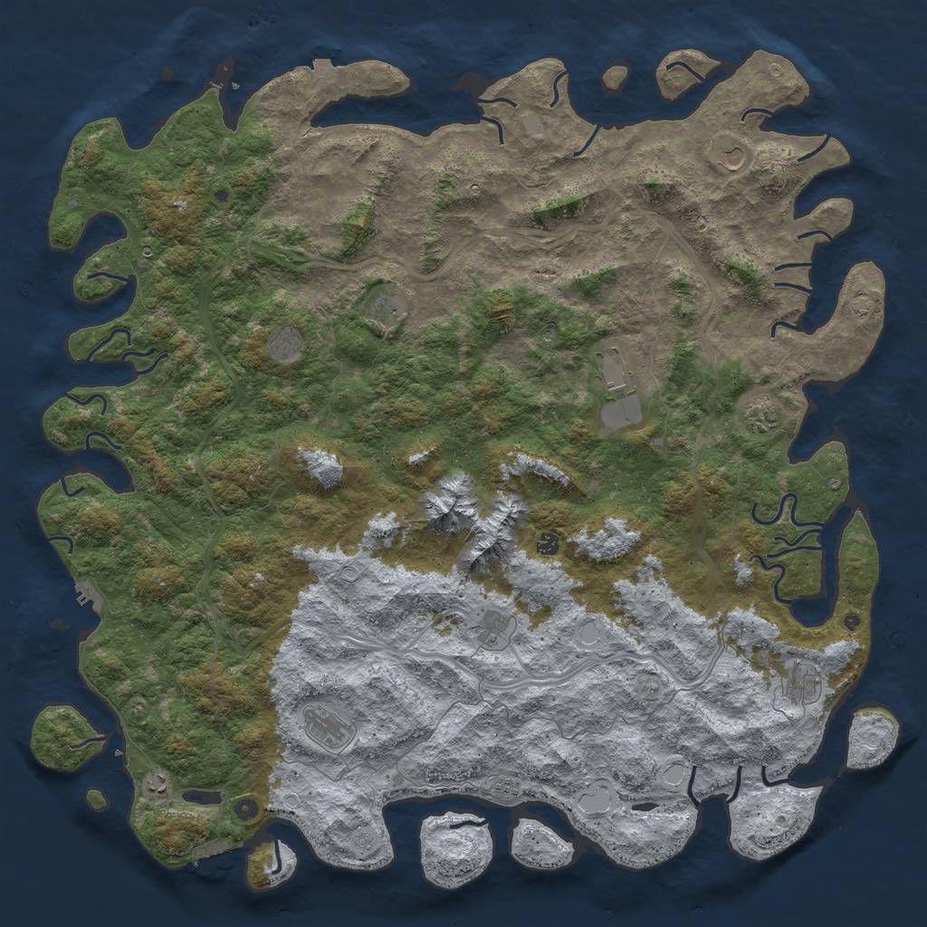 Rust Map: Procedural Map, Size: 6000, Seed: 136985, 19 Monuments
