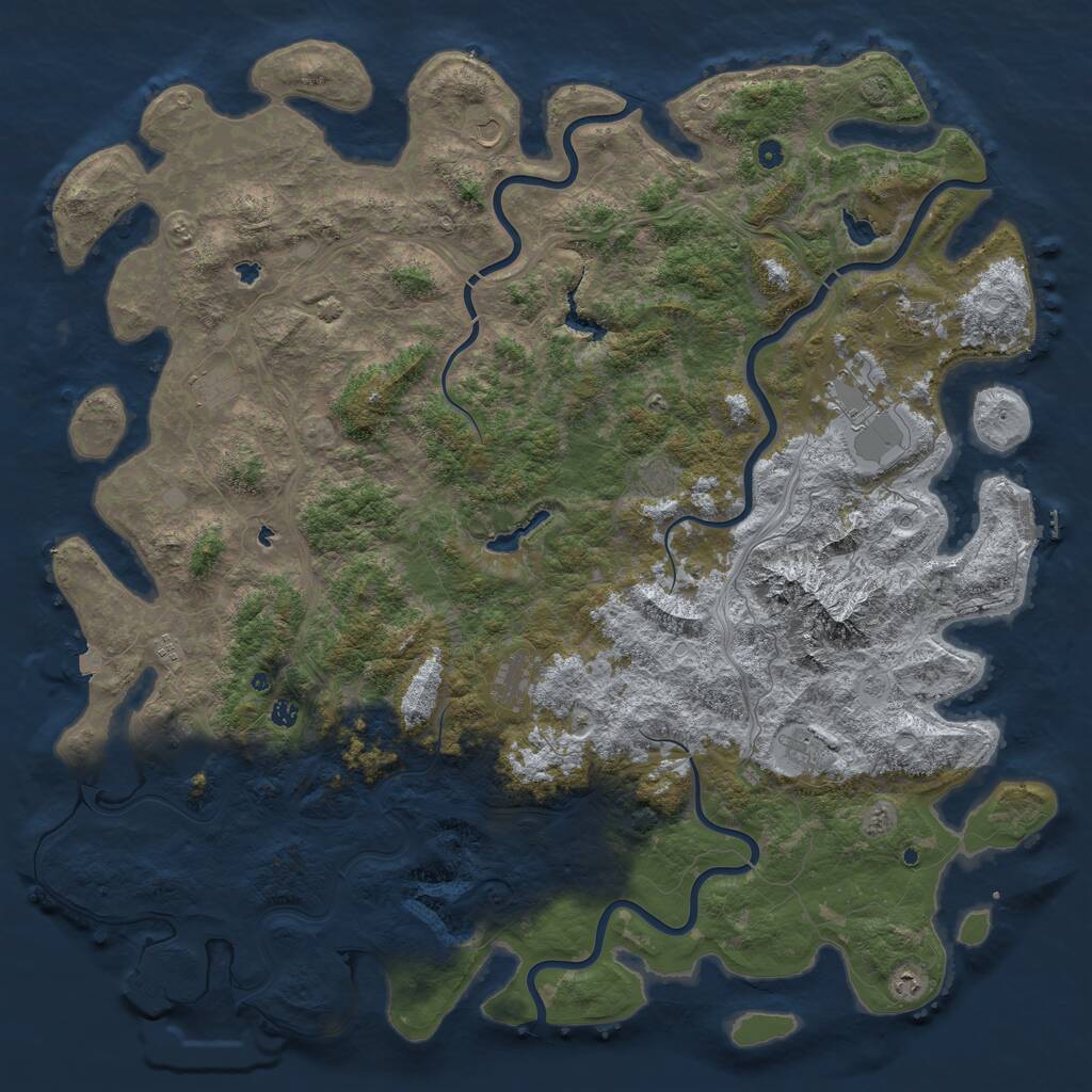 Rust Map: Procedural Map, Size: 6000, Seed: 679426955, 17 Monuments