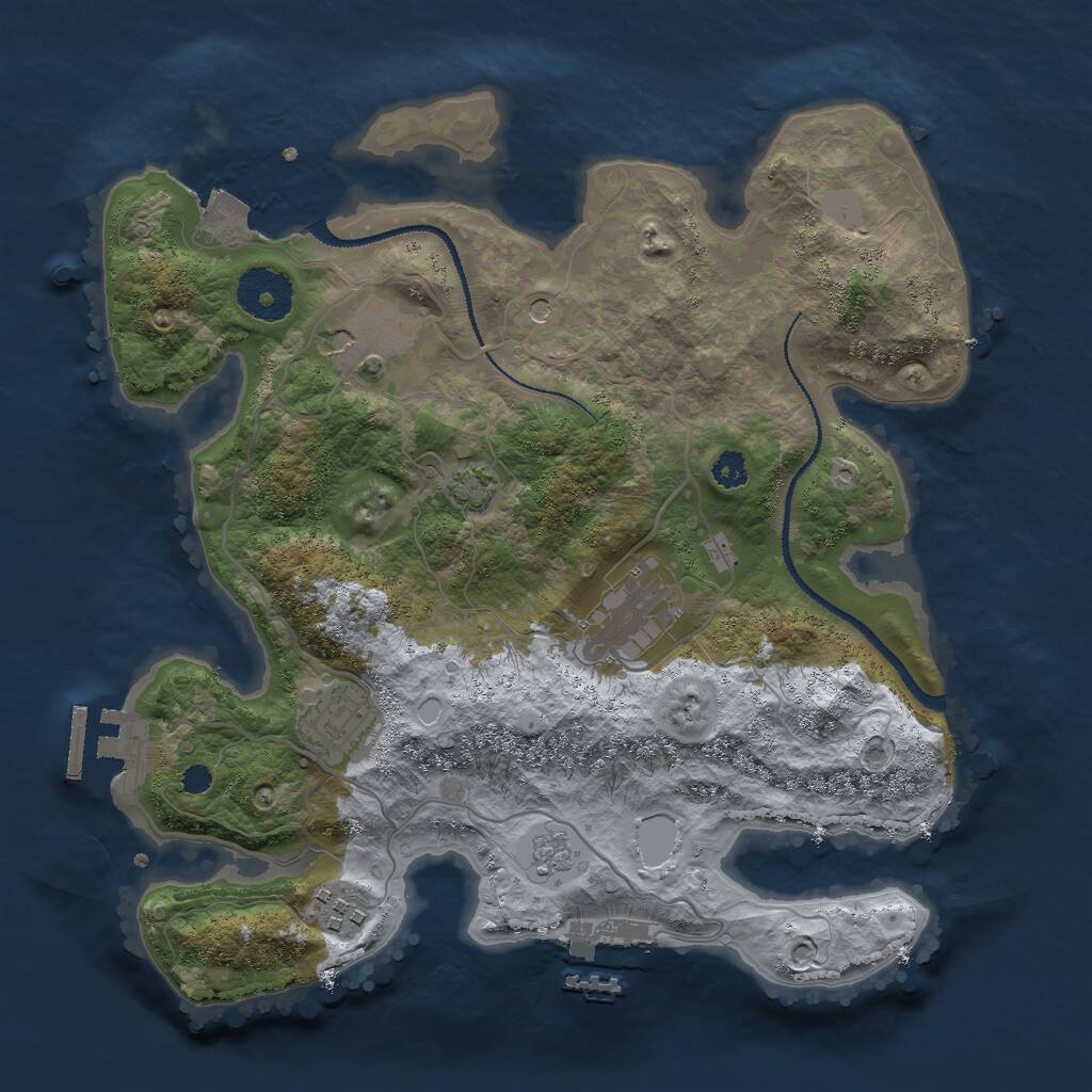 Rust Map: Procedural Map, Size: 3000, Seed: 762589, 10 Monuments