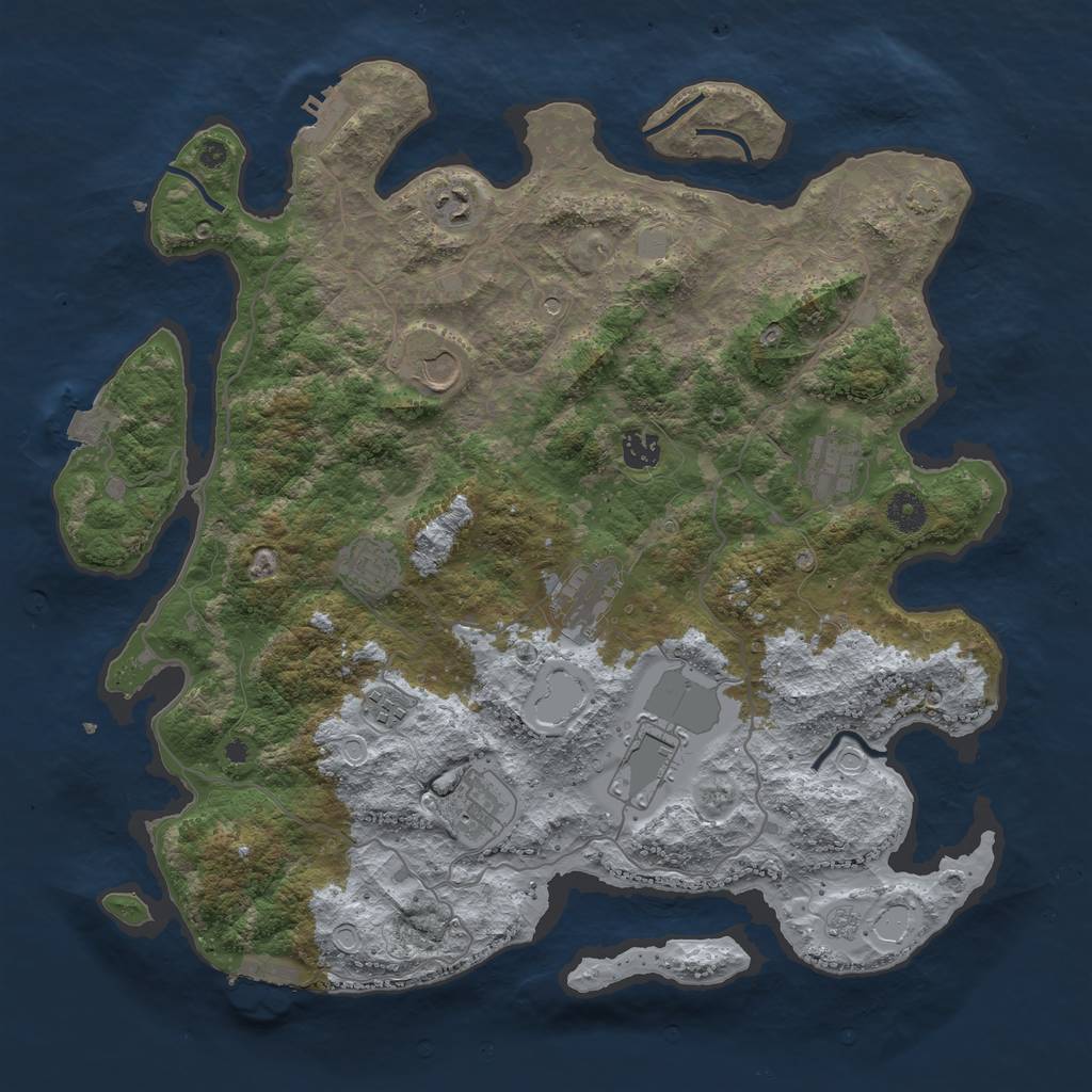 Rust Map: Procedural Map, Size: 4100, Seed: 18227807, 17 Monuments