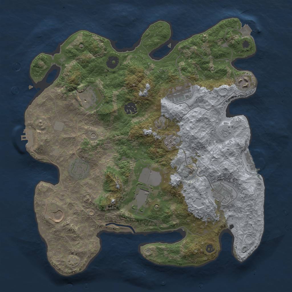 Rust Map: Procedural Map, Size: 3500, Seed: 2408, 17 Monuments