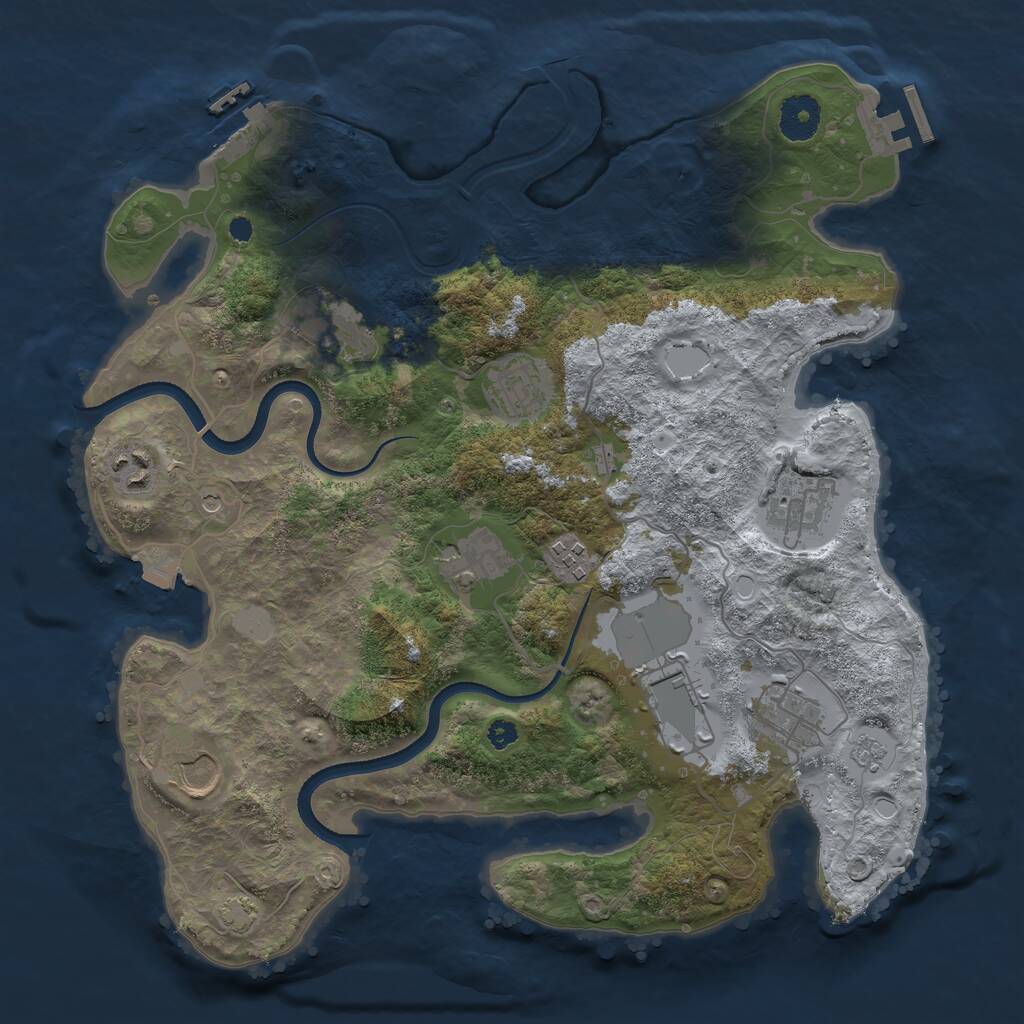 Rust Map: Procedural Map, Size: 3500, Seed: 2408, 15 Monuments