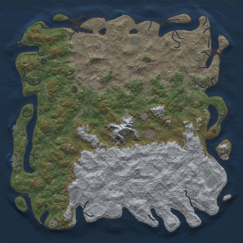 Rust Map: Procedural Map, Size: 6000, Seed: 209009607, 19 Monuments