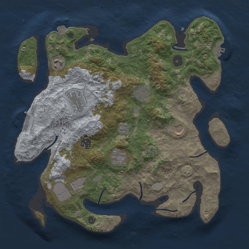 Rust Map: Procedural Map, Size: 3500, Seed: 941983210, 16 Monuments