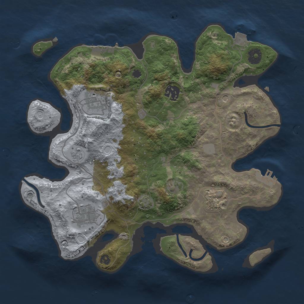 Rust Map: Procedural Map, Size: 3000, Seed: 29211, 12 Monuments