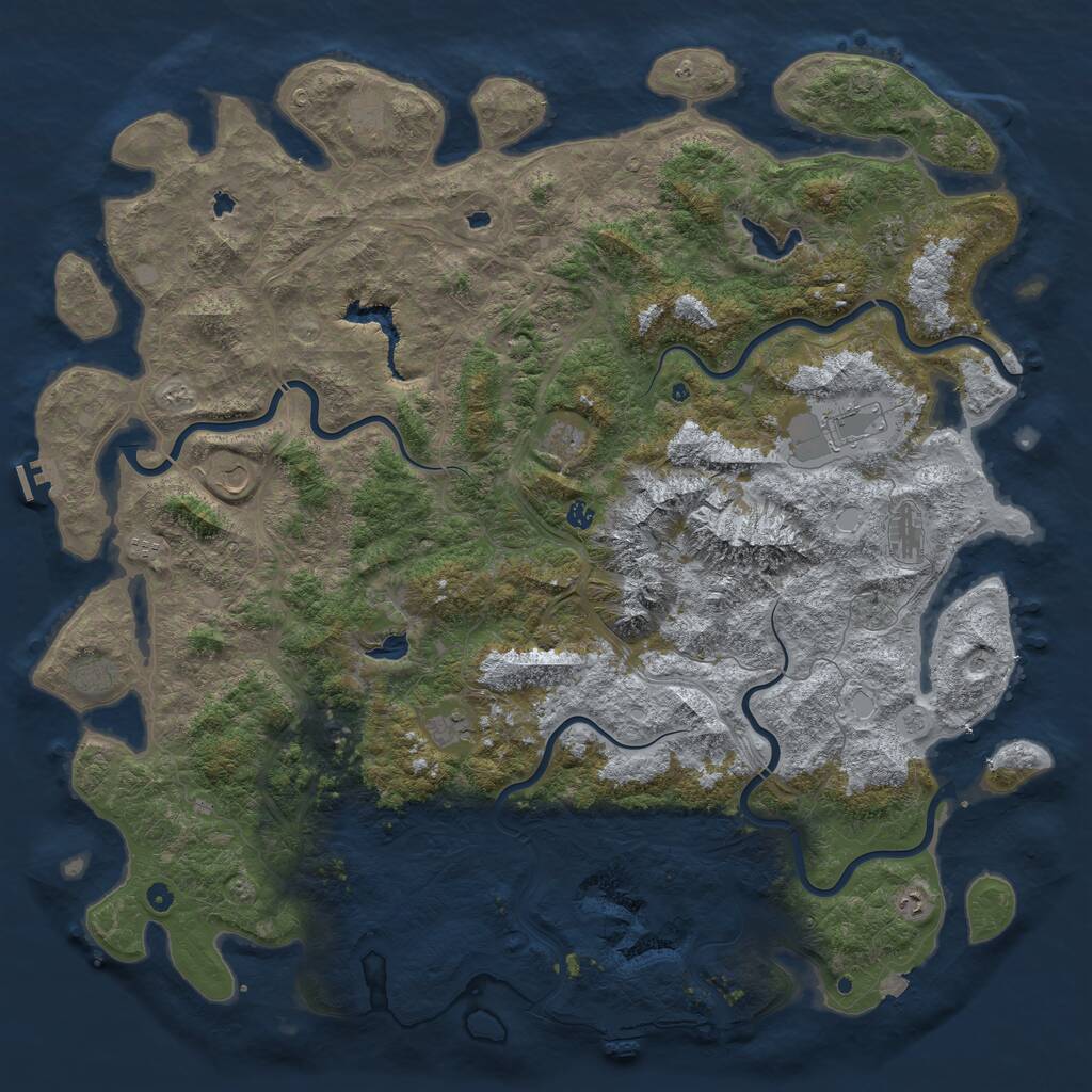 Rust Map: Procedural Map, Size: 6000, Seed: 5312, 17 Monuments
