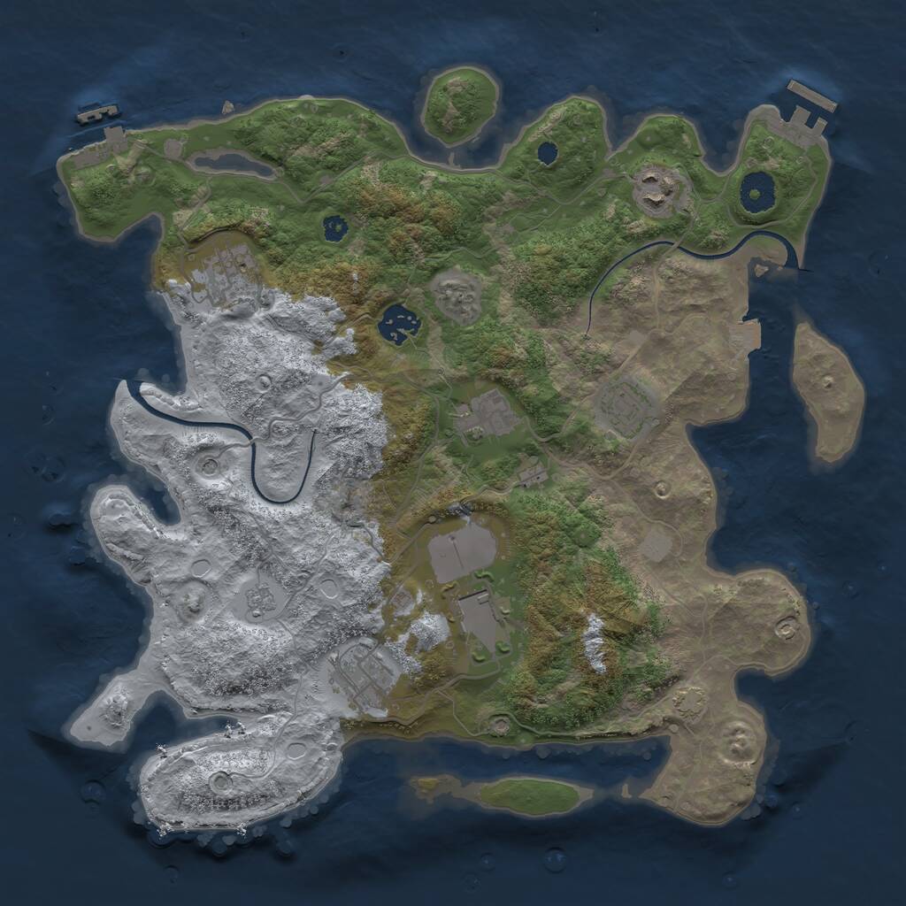 Rust Map: Procedural Map, Size: 3500, Seed: 412345159, 13 Monuments