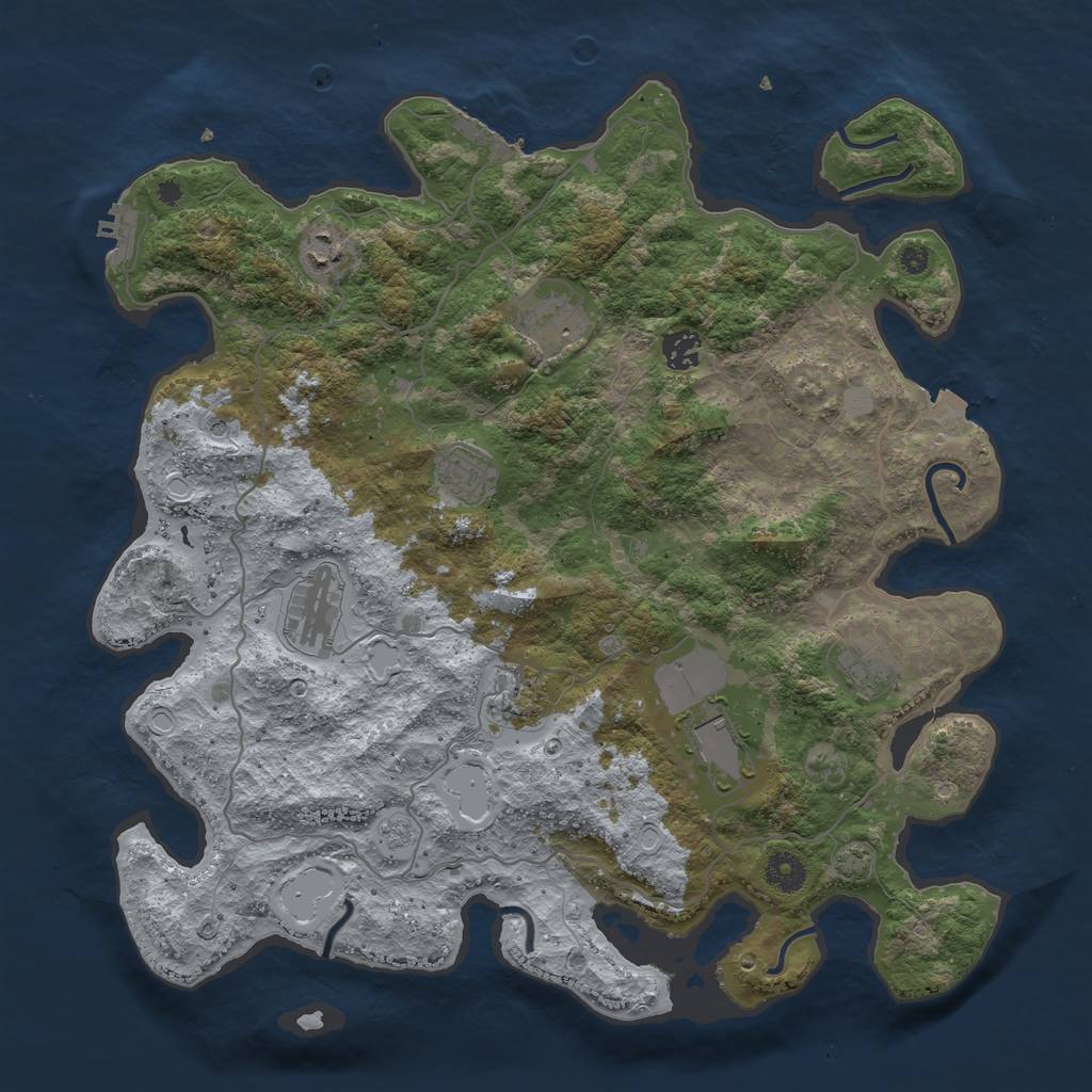 Rust Map: Procedural Map, Size: 4000, Seed: 622577611, 16 Monuments