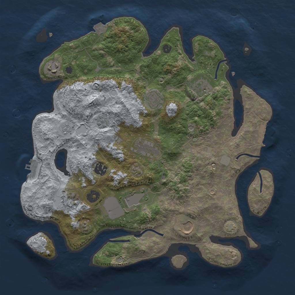 Rust Map: Procedural Map, Size: 3500, Seed: 597328161, 17 Monuments