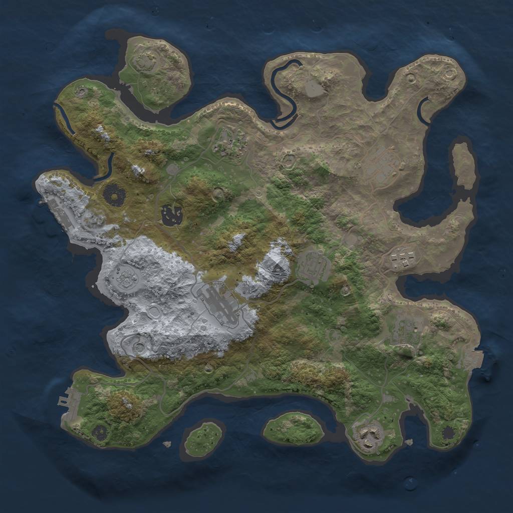 Rust Map: Procedural Map, Size: 3400, Seed: 10572, 16 Monuments