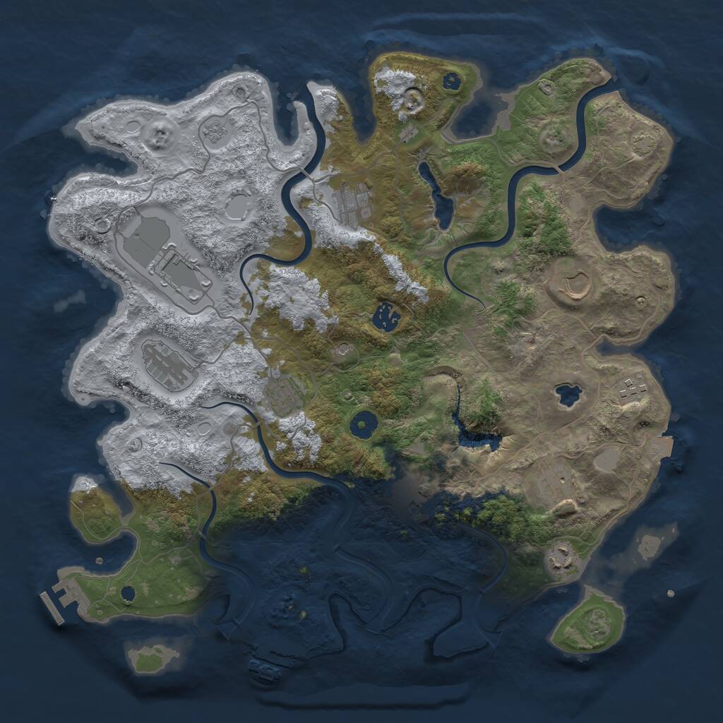 Rust Map: Procedural Map, Size: 4000, Seed: 955, 16 Monuments