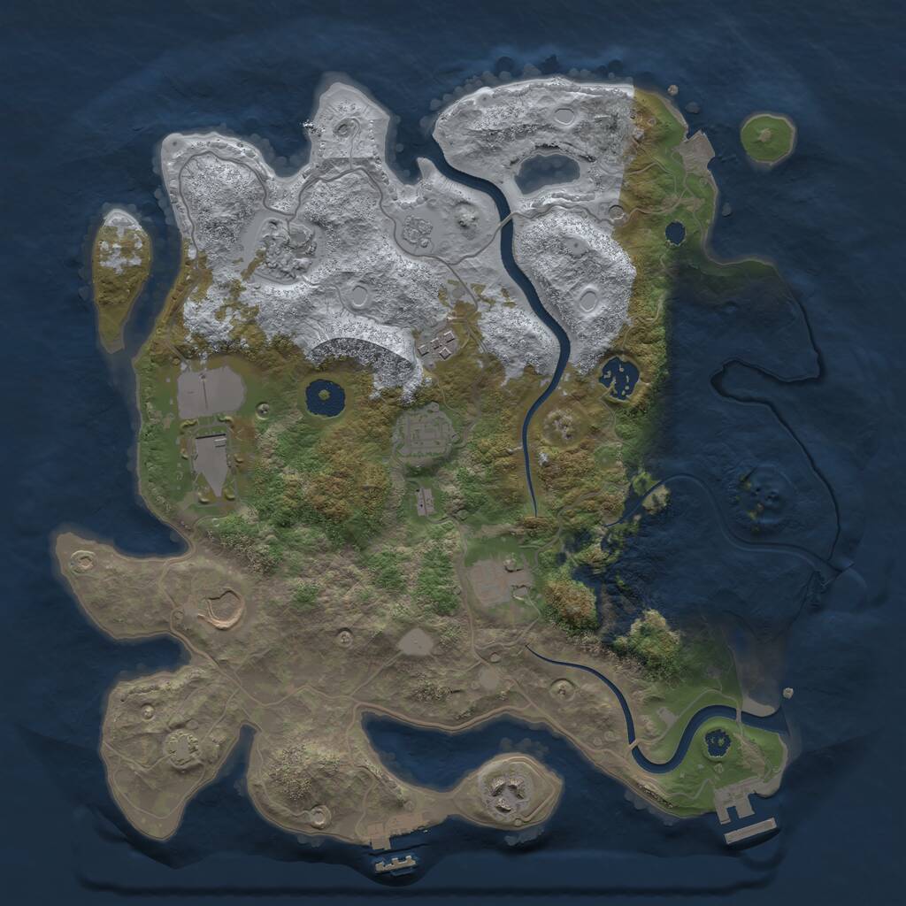 Rust Map: Procedural Map, Size: 3500, Seed: 1862523641, 14 Monuments
