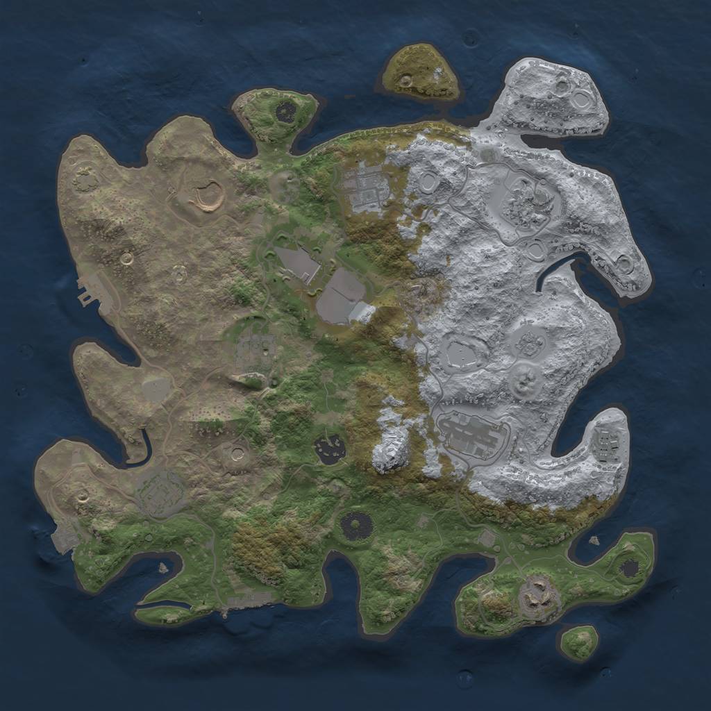 Rust Map: Procedural Map, Size: 3500, Seed: 687885670, 18 Monuments