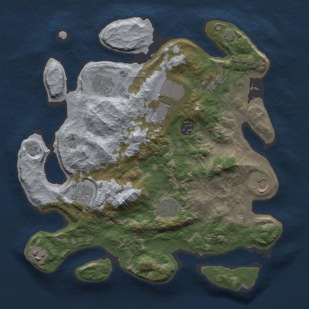 Rust Map: Barren, Size: 3500, Seed: 787546525, 13 Monuments