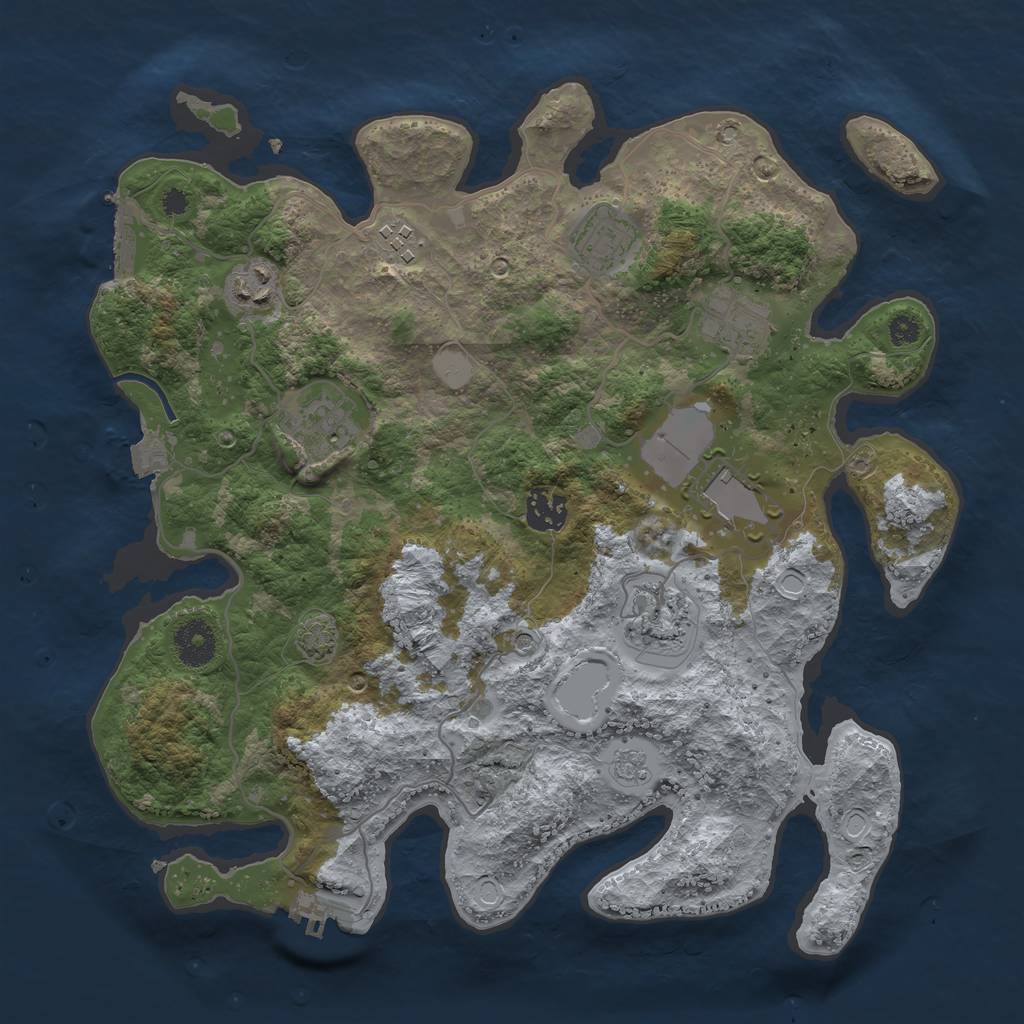 Rust Map: Procedural Map, Size: 3500, Seed: 352770080, 16 Monuments