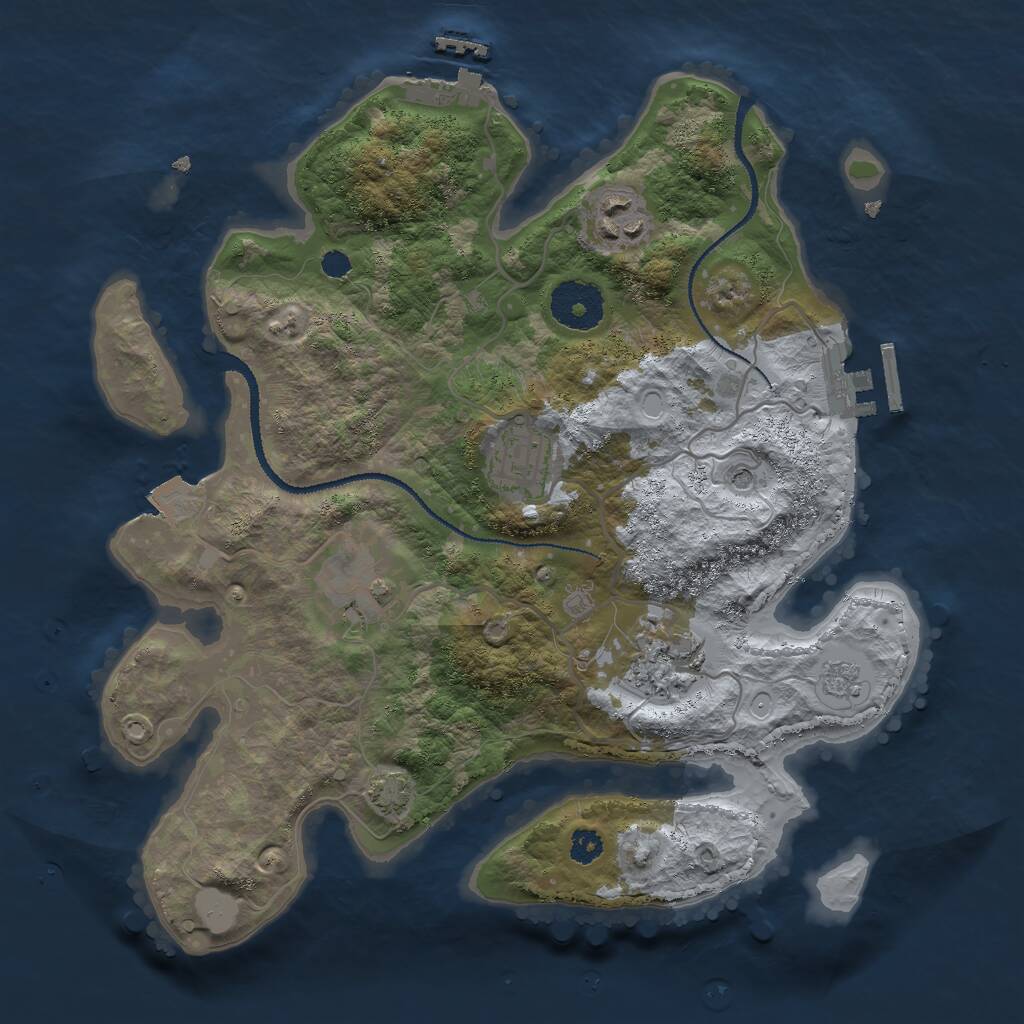 Rust Map: Procedural Map, Size: 3000, Seed: 287568628, 10 Monuments