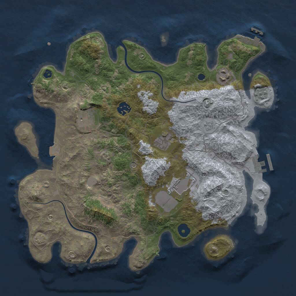 Rust Map: Procedural Map, Size: 3500, Seed: 564674775, 12 Monuments
