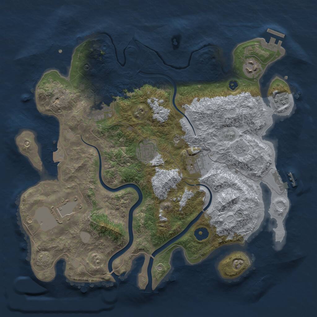 Rust Map: Procedural Map, Size: 3500, Seed: 564674775, 12 Monuments